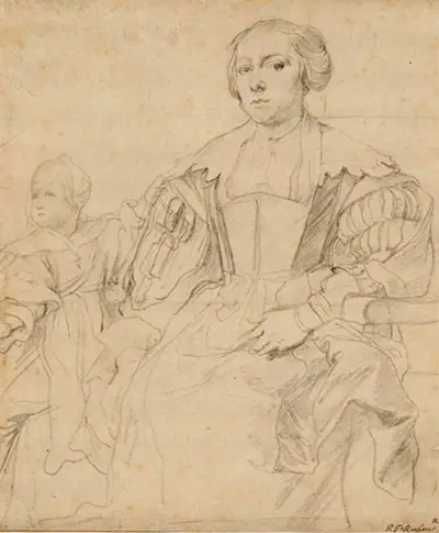 Study of Anna van Thielen and her Daughter Anna Maria Rombouts Anthony van Dyck
